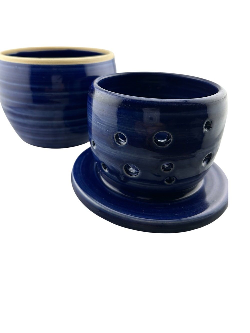 Blue Ceramic Breton Butter Crock